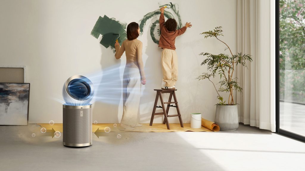 An air purifier improves the Air Quality Index (AQI) for a family.