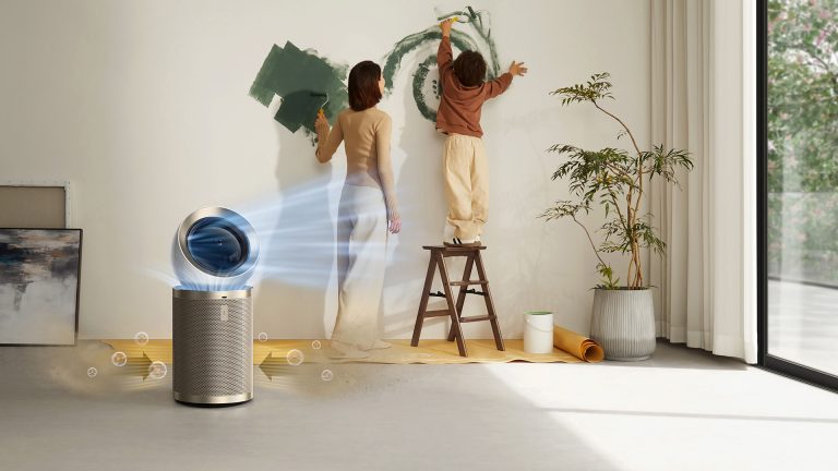 An air purifier improves the Air Quality Index (AQI) for a family.